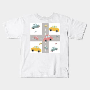 car and road cartoon Kids T-Shirt